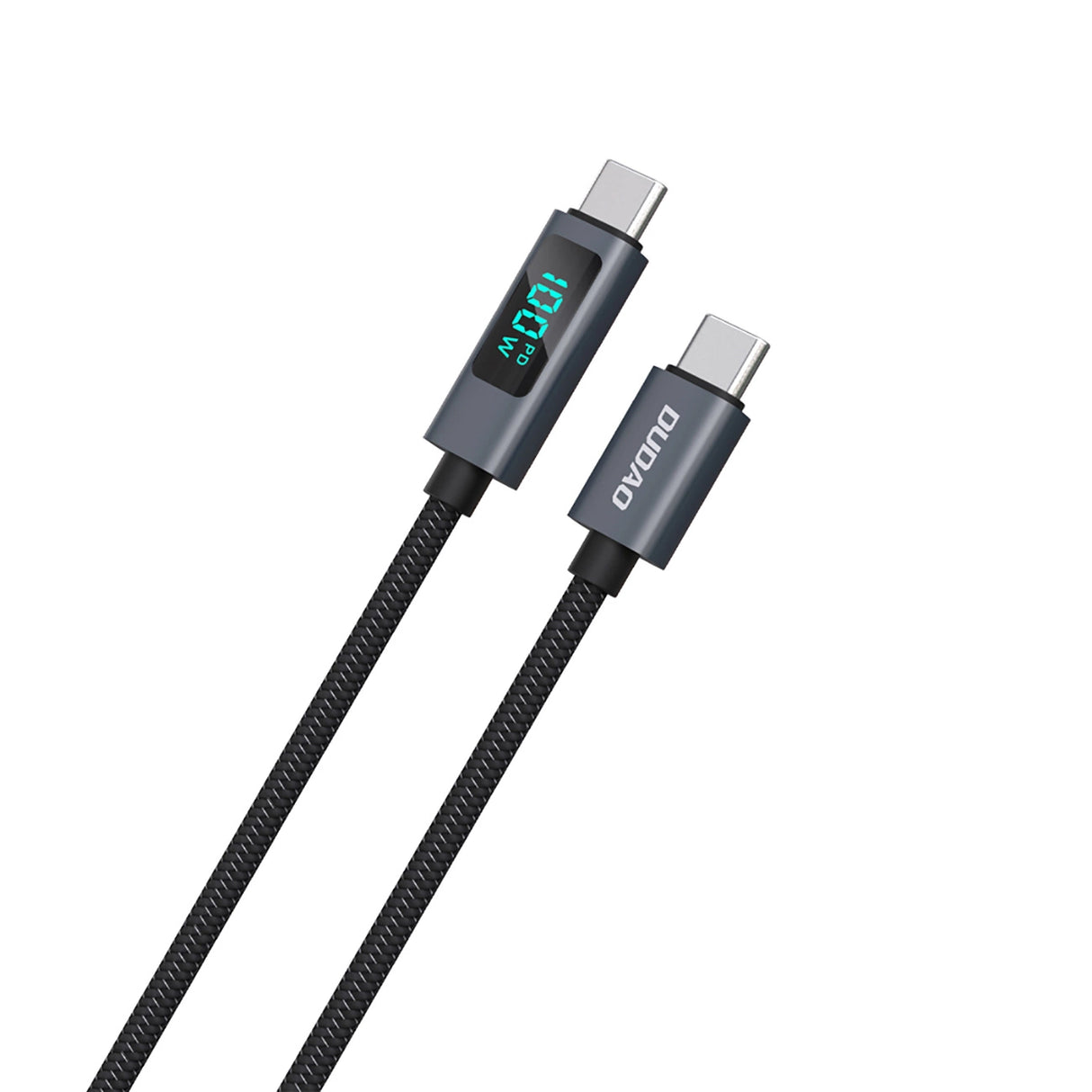 Dudao L7C USB-C - USB-C 100W-kabel med LED-skærm 1m - sort
