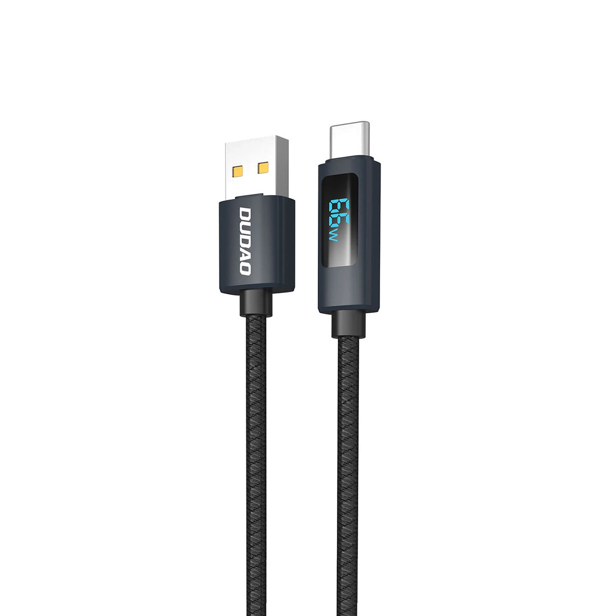 Dudao L7T USB-A - USB-C 66W Kabel med LED-display 1m - sort