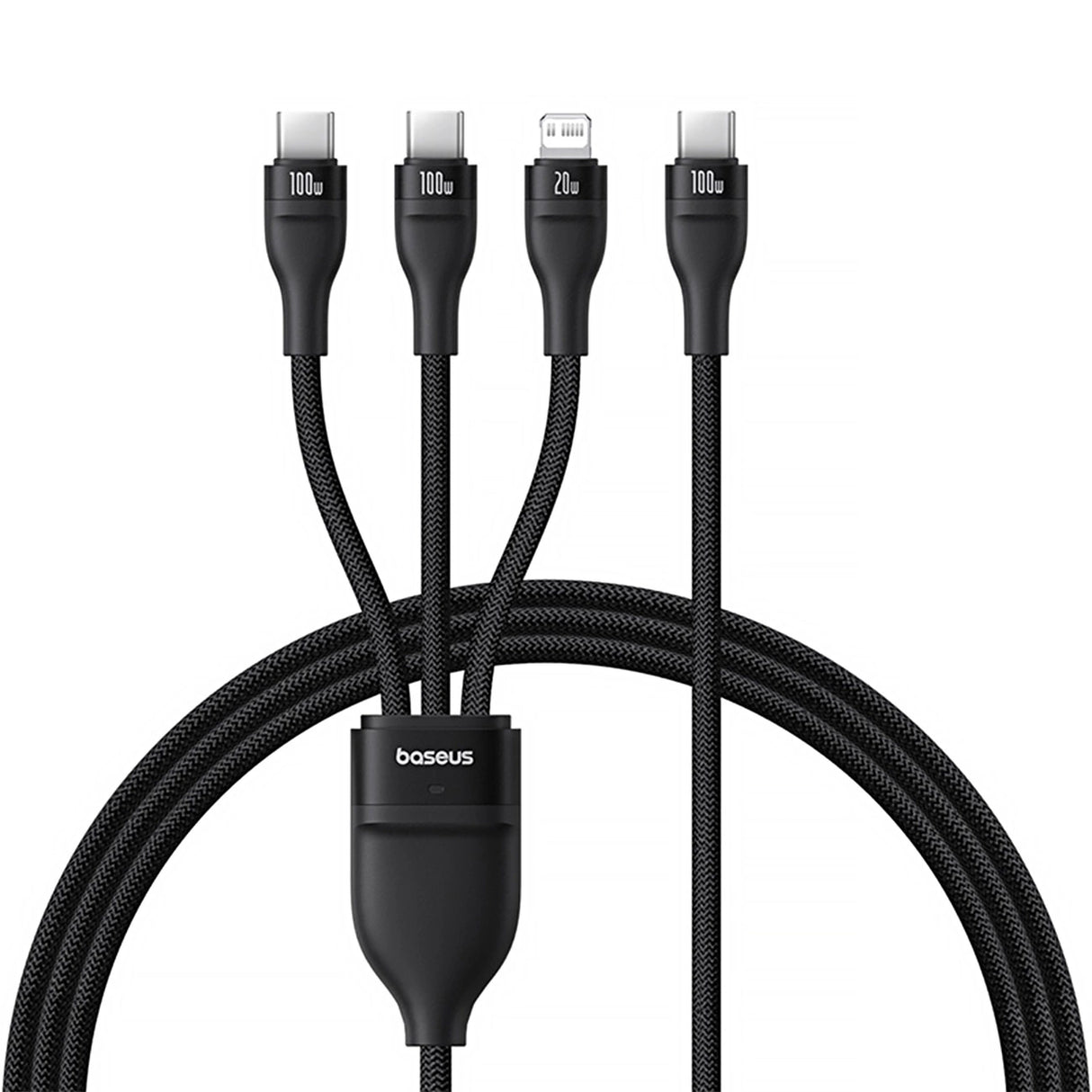 Baseus Flash Series 3 3in1 kabel 100W USB-C - USB-C + USB-C + Lightning 1,5 m + 3 x 0,25 m - sort