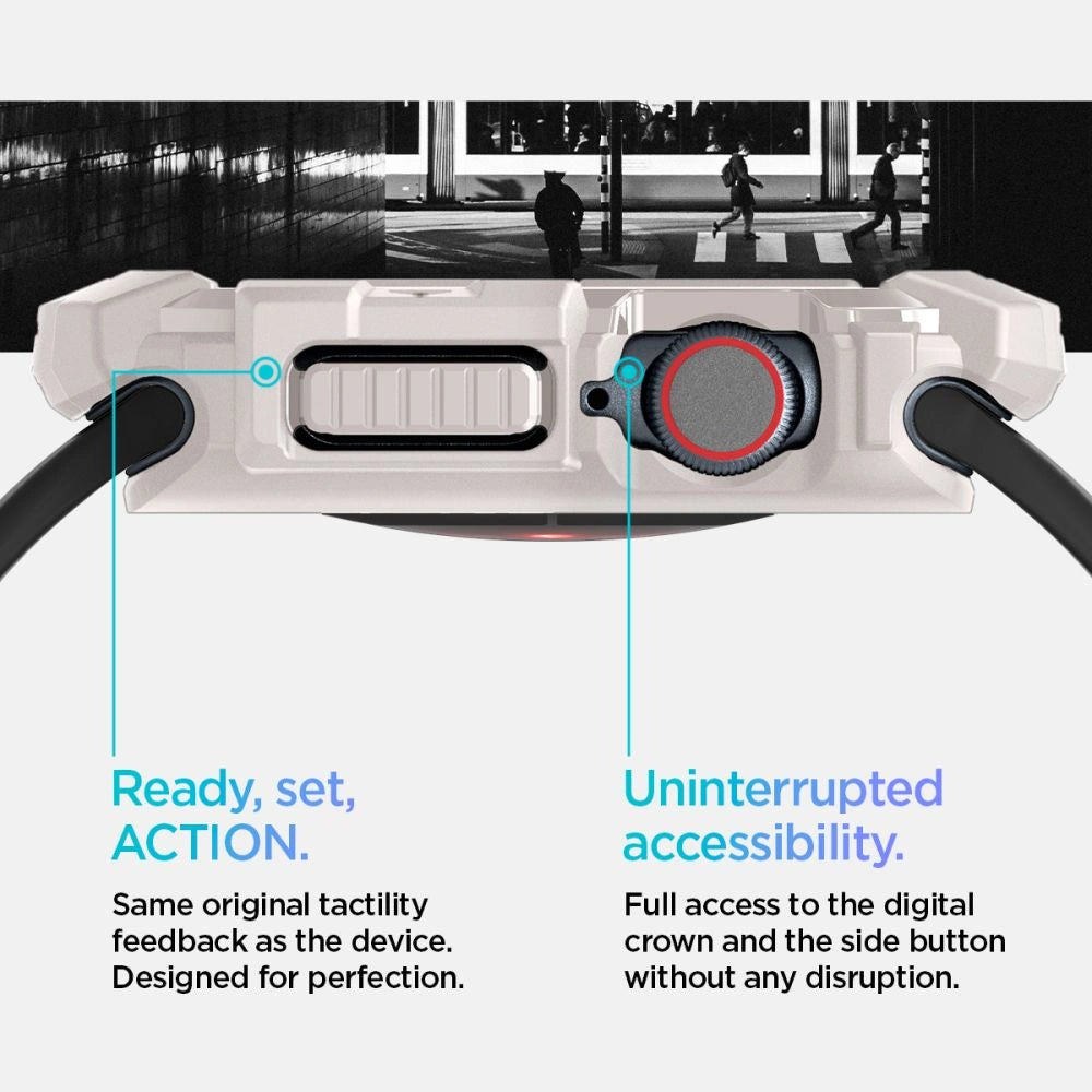 Spigen Rugged Armor Strap til Apple Watch 10 46mm - Beige