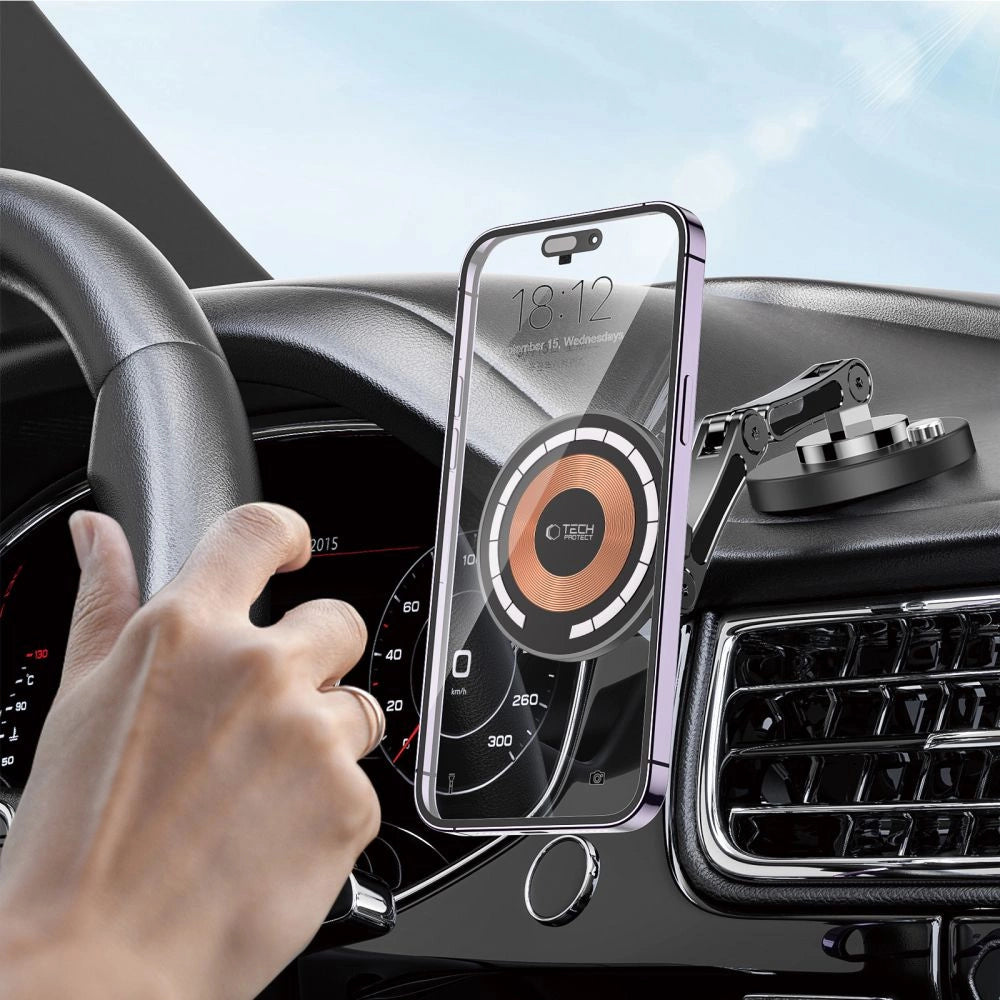 Tech-Protect MM15W-V8 Magnetisk bilholder til instrumentbræt med MagSafe 15W - sort