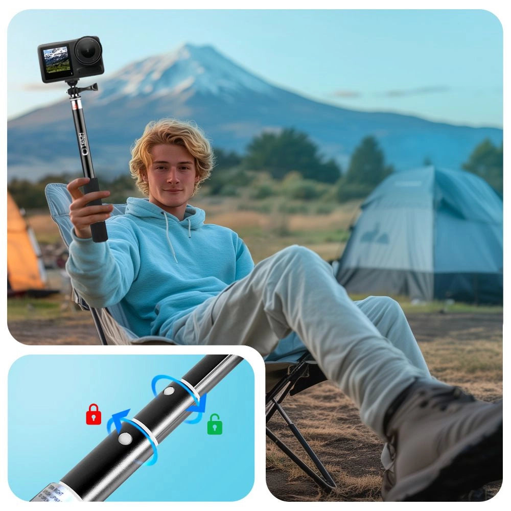 Tech-Protect GA100 Monopad & Selfie Stick til GoPro / DJI - sort