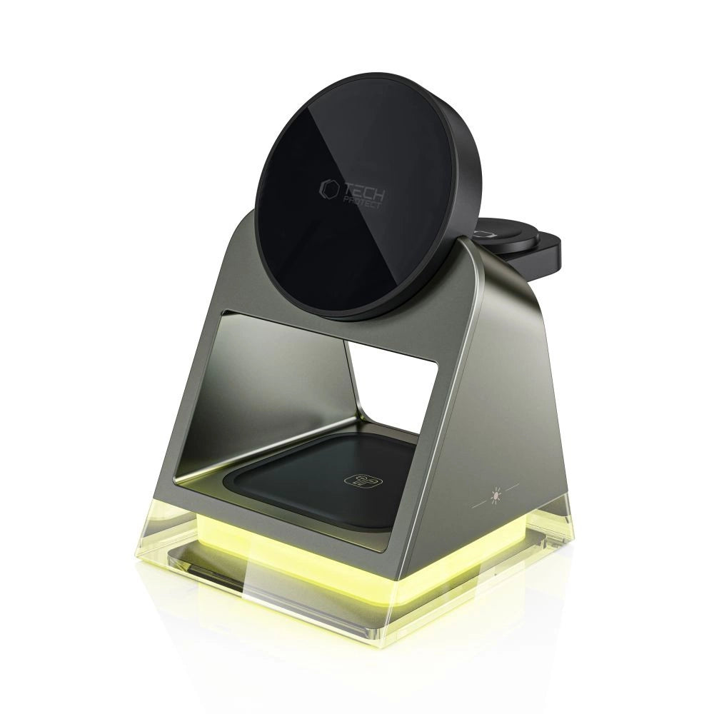 Tech-Protect QI15W-A43 3in1 trådløs oplader med MagSafe til Apple-enheder - sort