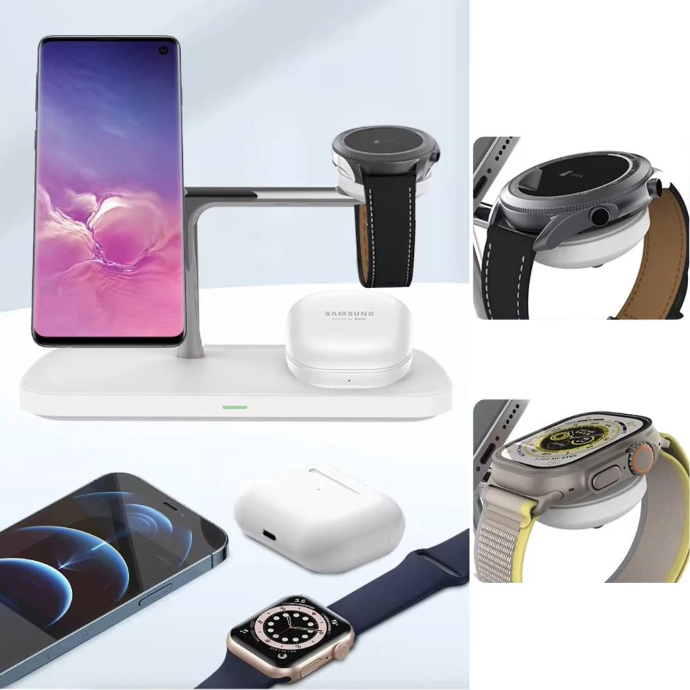 Tech-Protect QI15W-A45 3in1 trådløs oplader med MagSafe til Apple-enheder - hvid