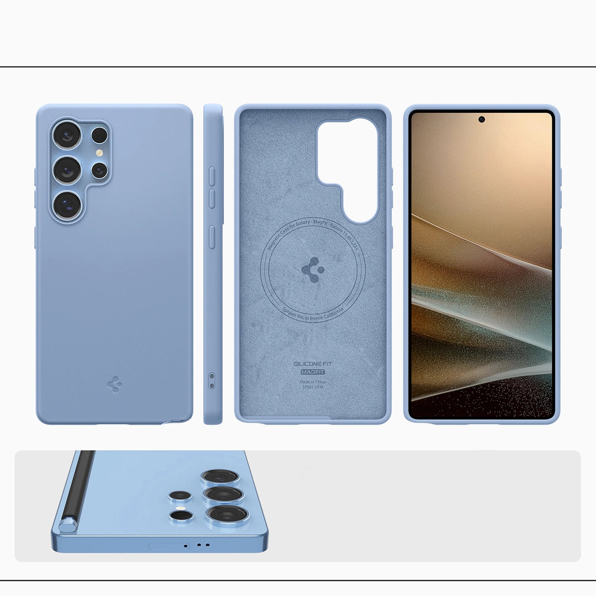 Spigen Silicone Fit Mag Case til Samsung Galaxy S25 Ultra - Blå