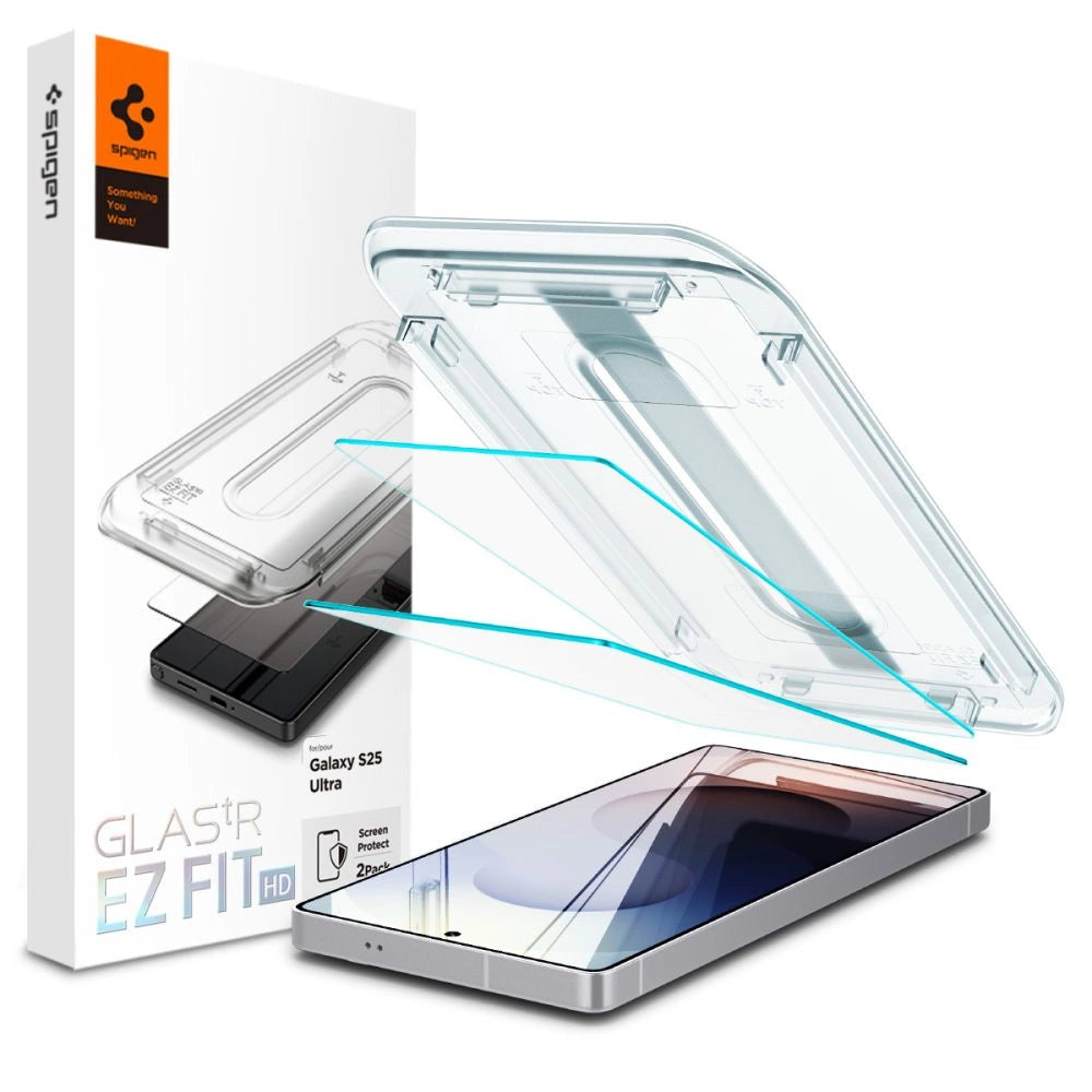 Spigen Glas.tR EZ FIT 2-pack hærdet glas til Samsung Galaxy S25 Ultra - gennemsigtigt
