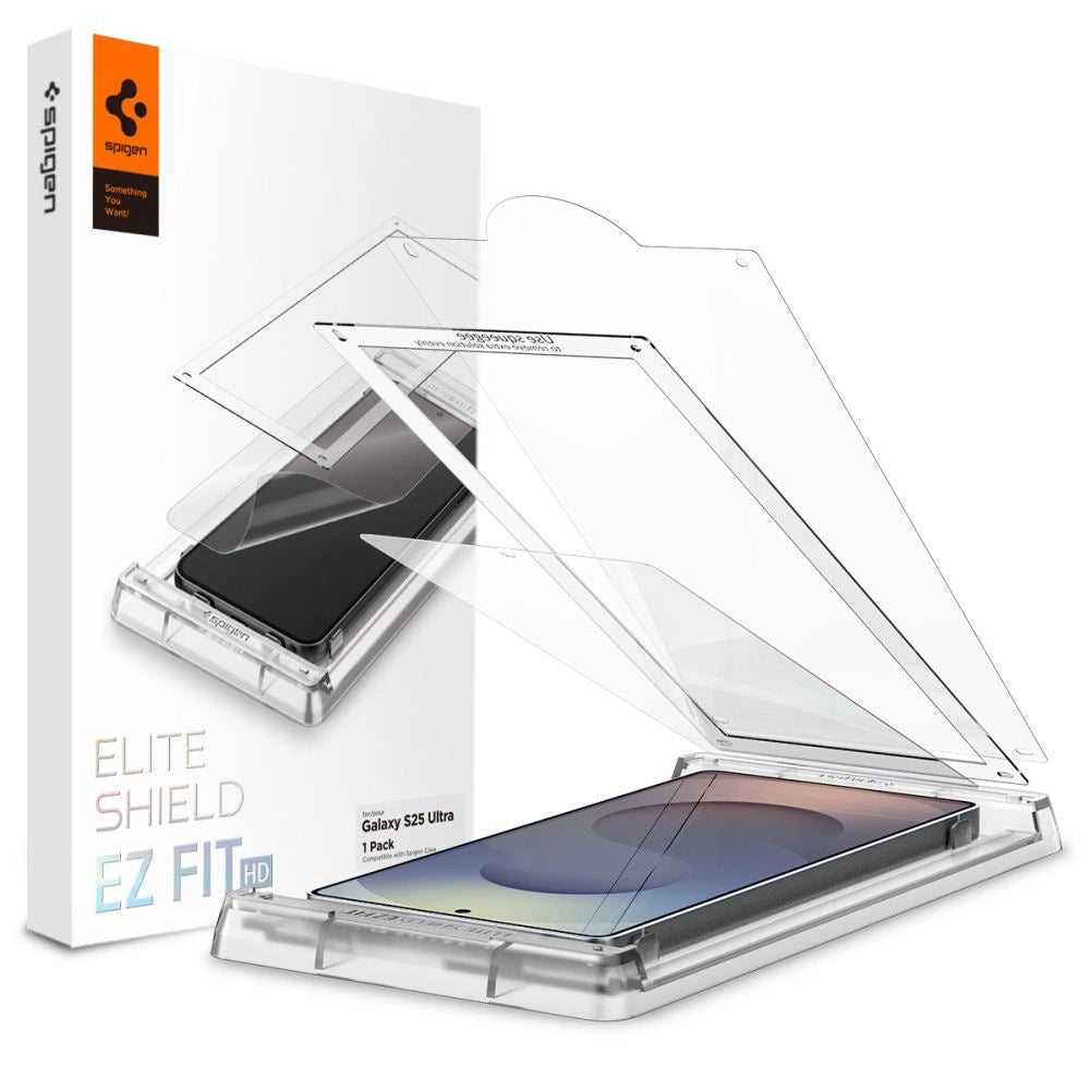 Spigen Elite Shield EZ FIT Hybrid Glass til Samsung Galaxy S25 Ultra - Gennemsigtig