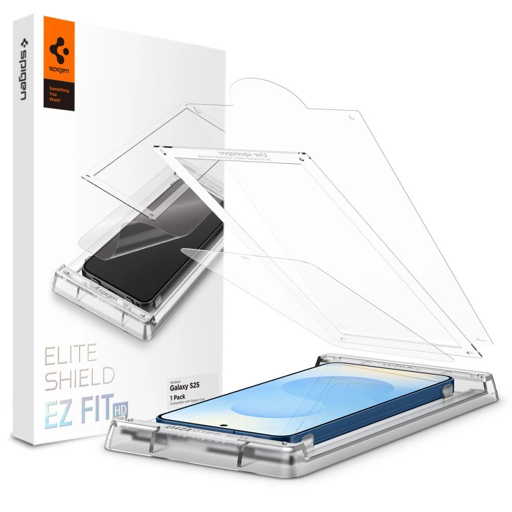 Spigen ELITE SHIELD EZ FIT Hybrid Glas til Samsung Galaxy S25 - Gennemsigtigt