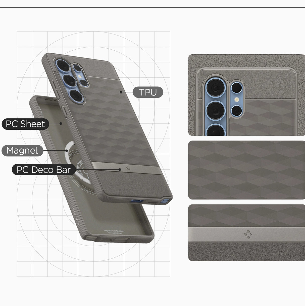 Caseology Parallax Mag MagSafe Case til Samsung Galaxy S25 Ultra - Grå