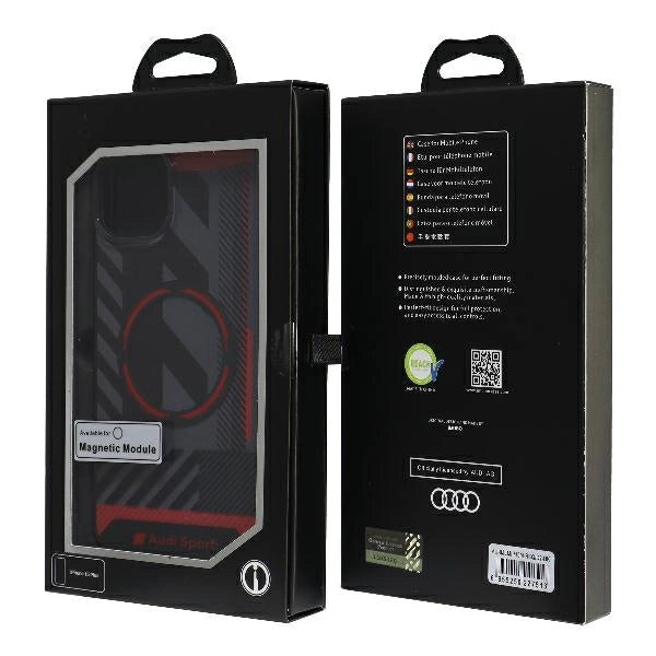 Audi IML Sport MagSafe Case iPhone 15 / 14 Plus Plus 6.7" black/black hardcase AU-IMLMIP15M-RSQ/D2-BK