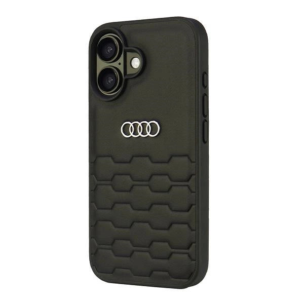 Audi syntetisk læder iPhone 16 6.1" sort/sort hardcase AU-TPUPCIP16-GT/D2-BK