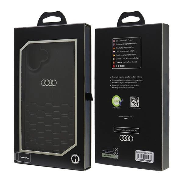 Audi syntetisk læder iPhone 16 Plus 6.7" sort/sort hardcase AU-TPUPCIP16M-GT/D2-BK