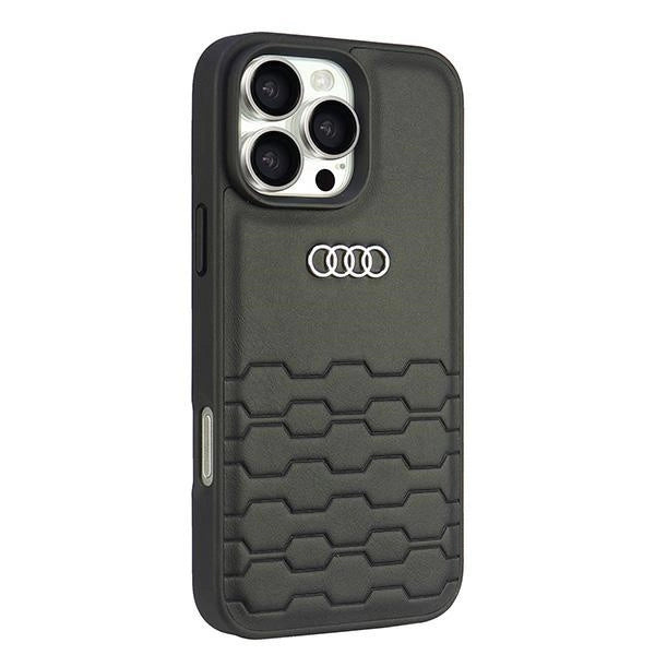 Audi syntetisk læder iPhone 16 Pro Max 6.9" sort/sort hardcase AU-TPUPCIP16PM-GT/D2-BK