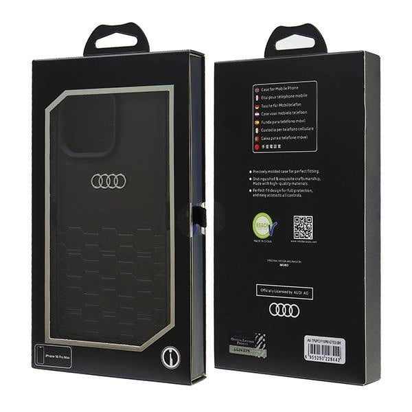Audi syntetisk læder iPhone 16 Pro Max 6.9" sort/sort hardcase AU-TPUPCIP16PM-GT/D2-BK
