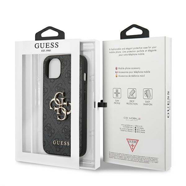 Guess GUHCP13M4GMGGR iPhone 13 / 14 / 15 6.1" gray/gray hardcase 4G Big Metal Logo
