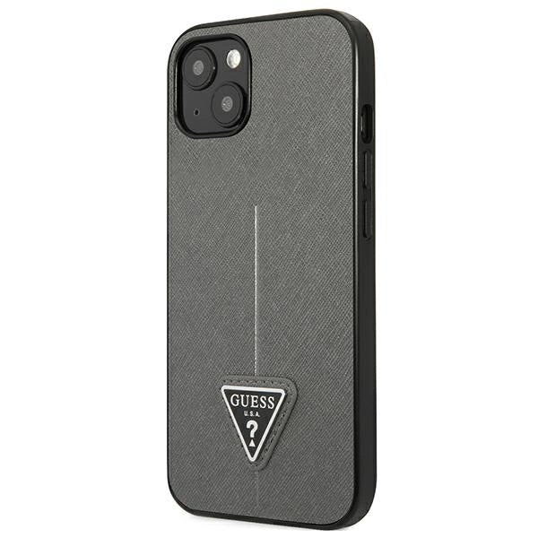 Guess SaffianoTriangle Logo sag til iPhone 13 / 14 / 15 6.1" - sølv