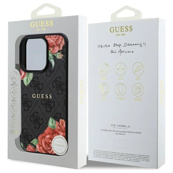 Guess GUHMP16XP4ROPEMCK iPhone 16 Pro Max 6.9" sort/sort hardcase 4G blomster Print MagSafe
