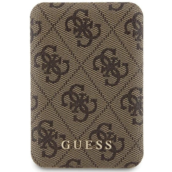 Guess Powerbank induktiv 15W GUPB5FP4EMGW 5000mAh brun/brun 4G Læder Metal Logo MagSafe