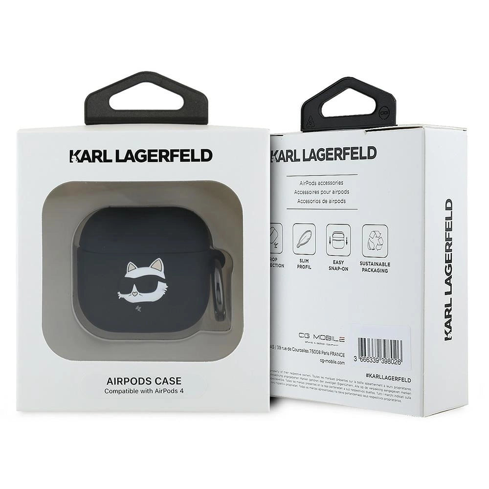 Karl Lagerfeld KLA4RUNCHK AirPods 4 cover sort/sort Silicone Choupette Head 3D