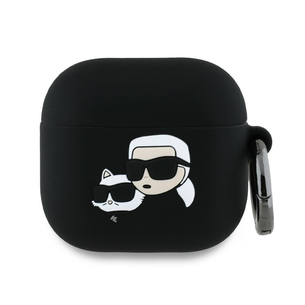 Karl Lagerfeld Silikon Karl & Chaupette Head 3D Case til AirPods 4 - sort