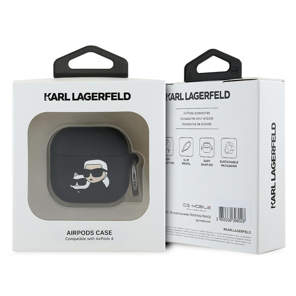 Karl Lagerfeld Silikon Karl & Chaupette Head 3D Case til AirPods 4 - sort