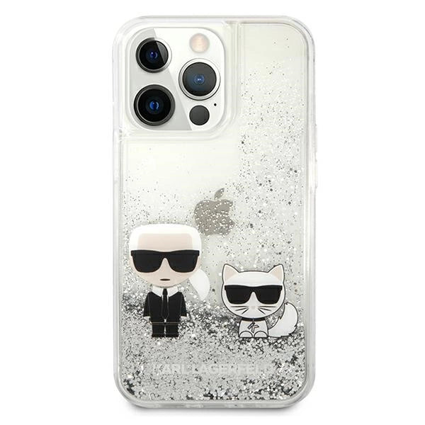 Karl Lagerfeld Liquid Glitter Karl&Choupette case for iPhone 13 Pro Max 6.7" - silver