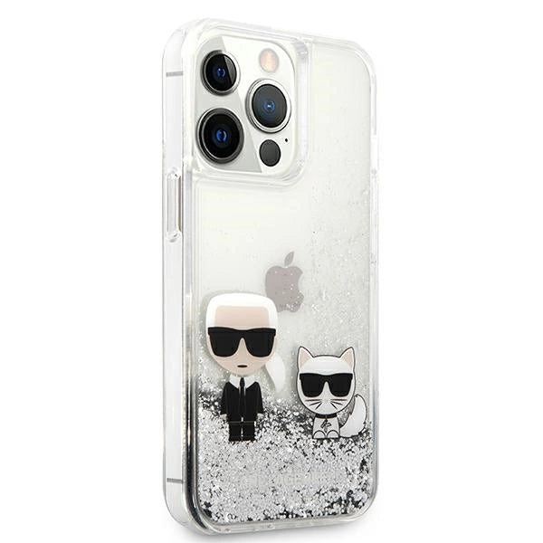 Karl Lagerfeld Liquid Glitter Karl&Choupette case for iPhone 13 Pro Max 6.7" - silver