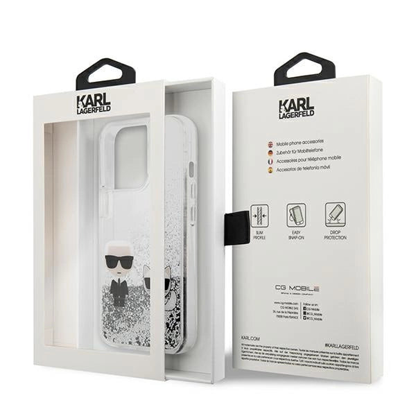 Karl Lagerfeld Liquid Glitter Karl&Choupette case for iPhone 13 Pro Max 6.7" - silver