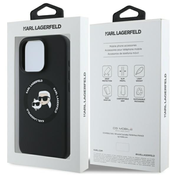 Karl Lagerfeld KLHMP16XSKCHTCK iPhone 16 Pro Max 6.9" sort/sort hardcase Silikon Karl&Choupette Heads MagSafe