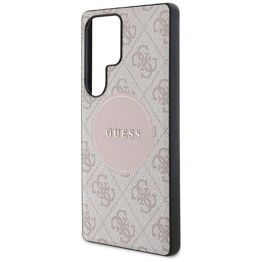 Guess 4G Round Patch Classic Logo MagSafe Case til Samsung Galaxy S25 Ultra Pink