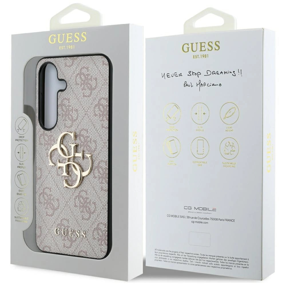 Guess Big 4G Logo Classic Logo Case for Samsung Galaxy S25 Plus Pink