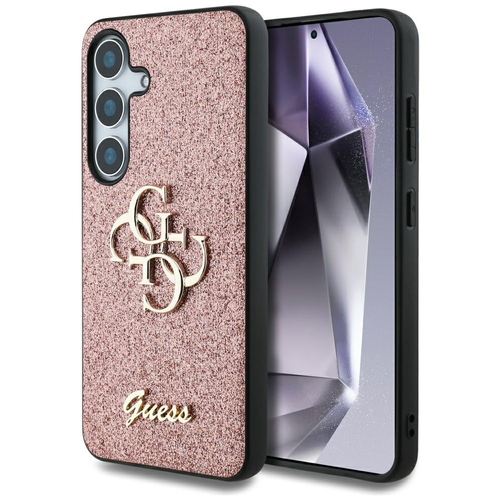 Guess Fixed Glitter Big 4G Metal Logo Case til Samsung Galaxy S25 Pink