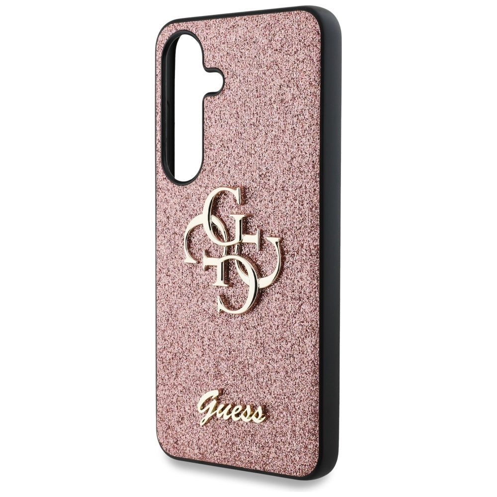 Guess Fixed Glitter Big 4G Metal Logo Case til Samsung Galaxy S25 Pink