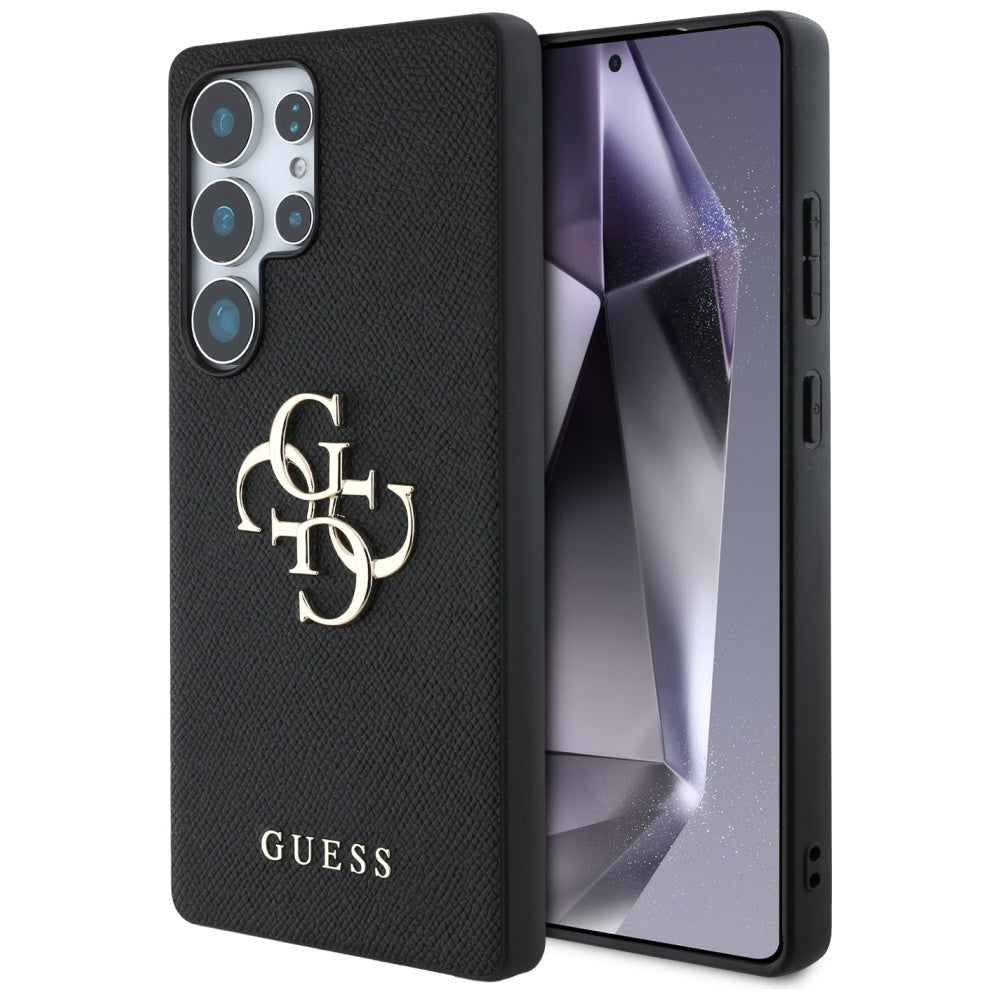 Guess Grained Big 4G Logo Small Classic Logo case til Samsung Galaxy S25 Ultra sort