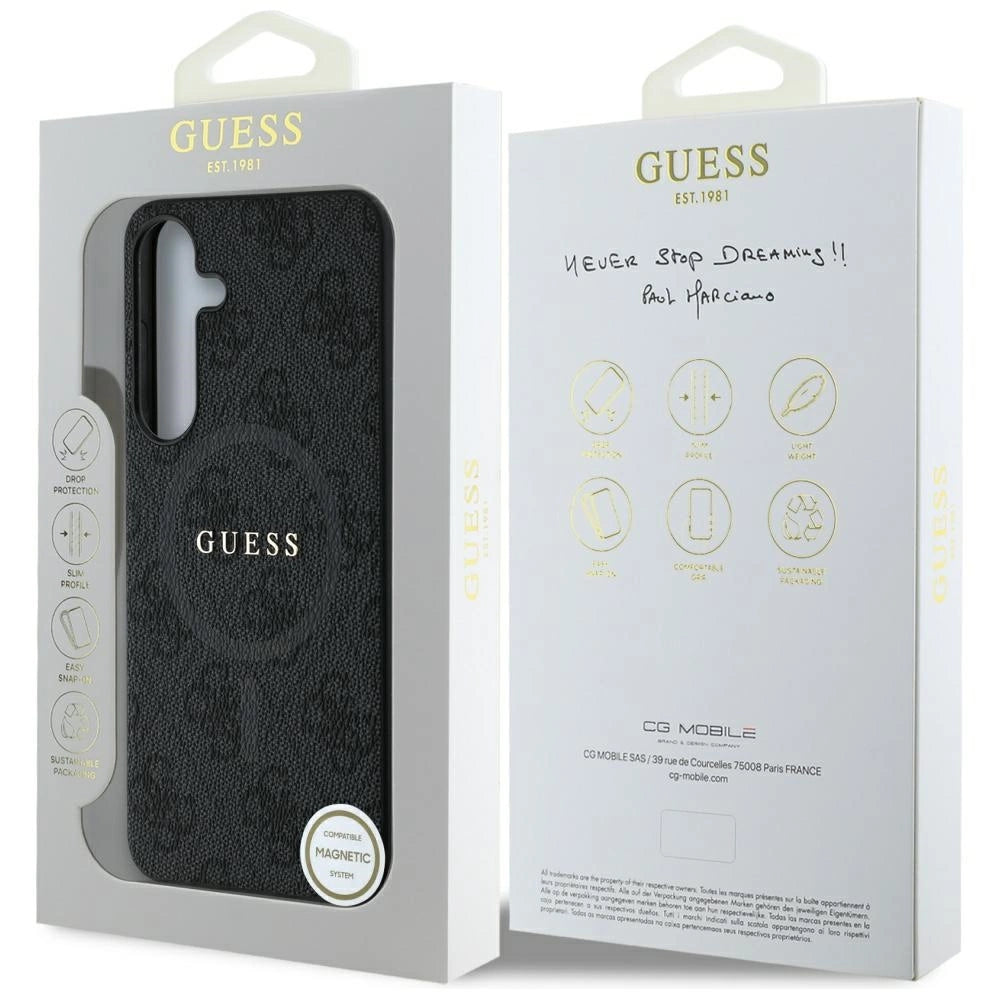Guess læder 4G Colored Ring Classic Logo MagSafe Case Samsung Galaxy S25 Plus sort
