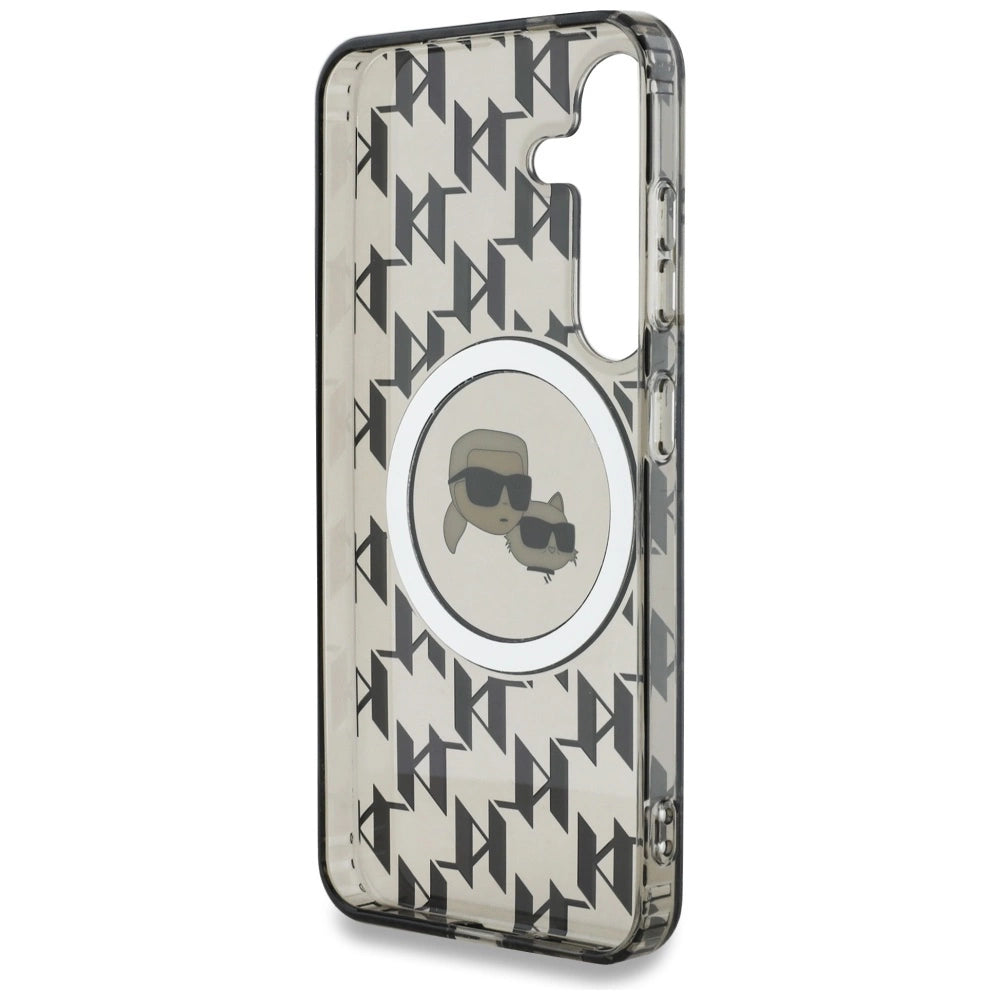 Case Karl Lagerfeld Button Karl&Choupette Heads On KL Pattern MagSafe Samsung Galaxy S25 black