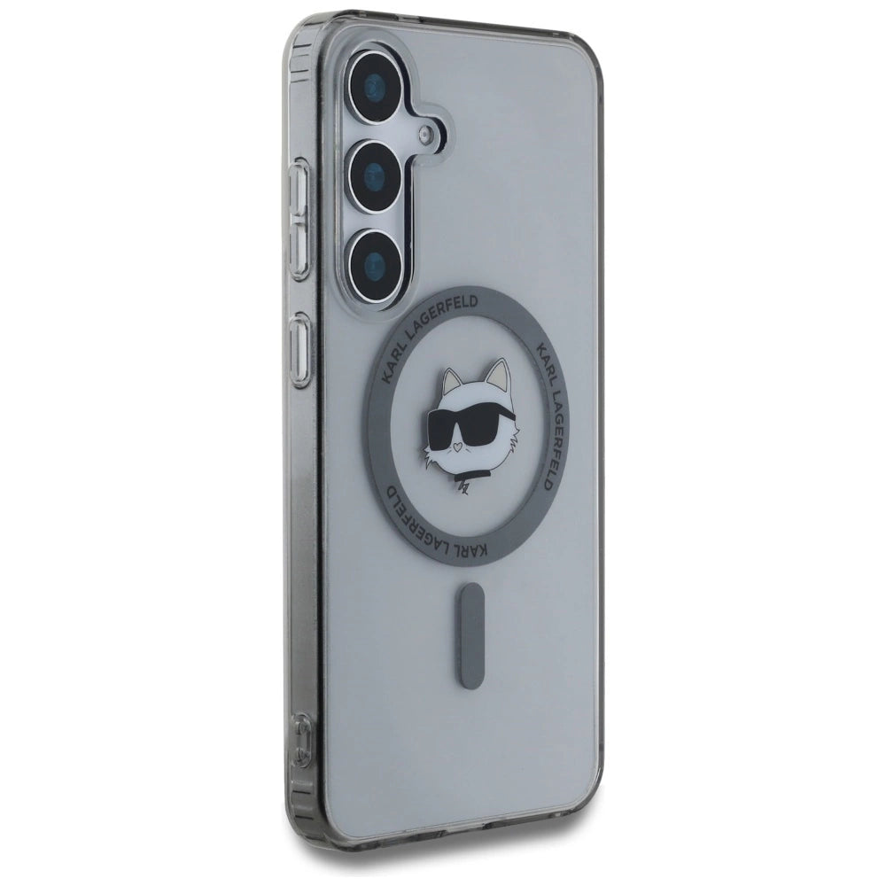Karl Lagerfeld Button Choupette Head Printed Logo MagSafe Samsung Galaxy S25 case black