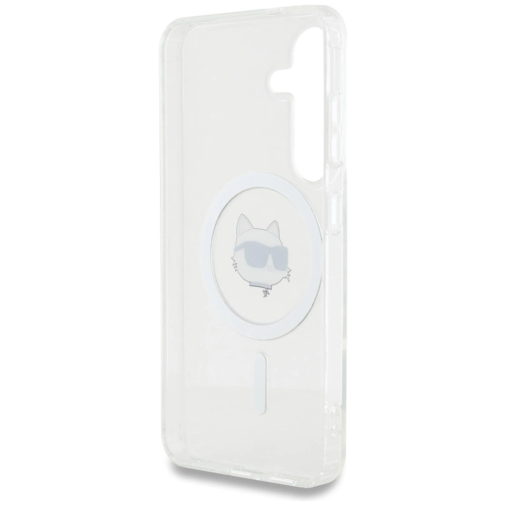 Case Karl Lagerfeld Button Choupette Head Printed Logo MagSafe Samsung Galaxy S25 Plus white