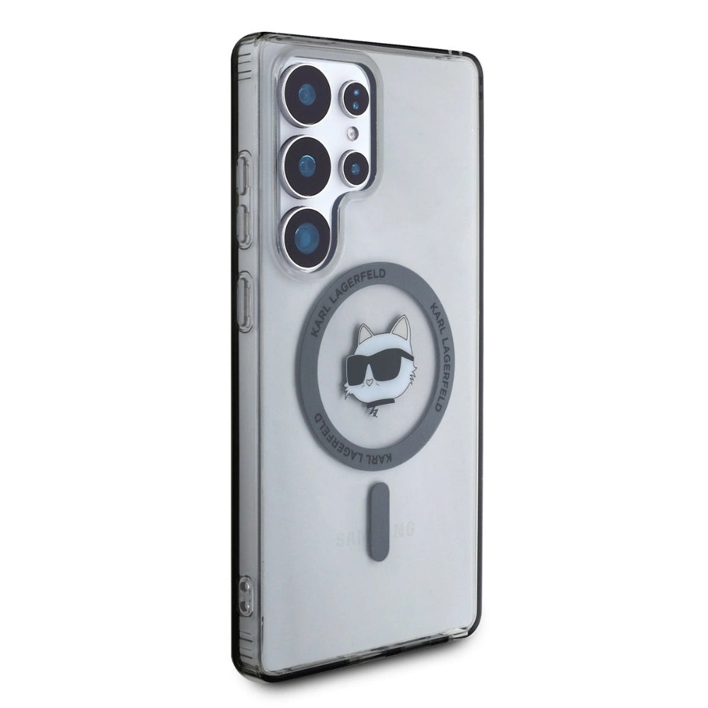 Karl Lagerfeld Button Choupette Head Printed Logo MagSafe Samsung Galaxy S25 Ultra case black