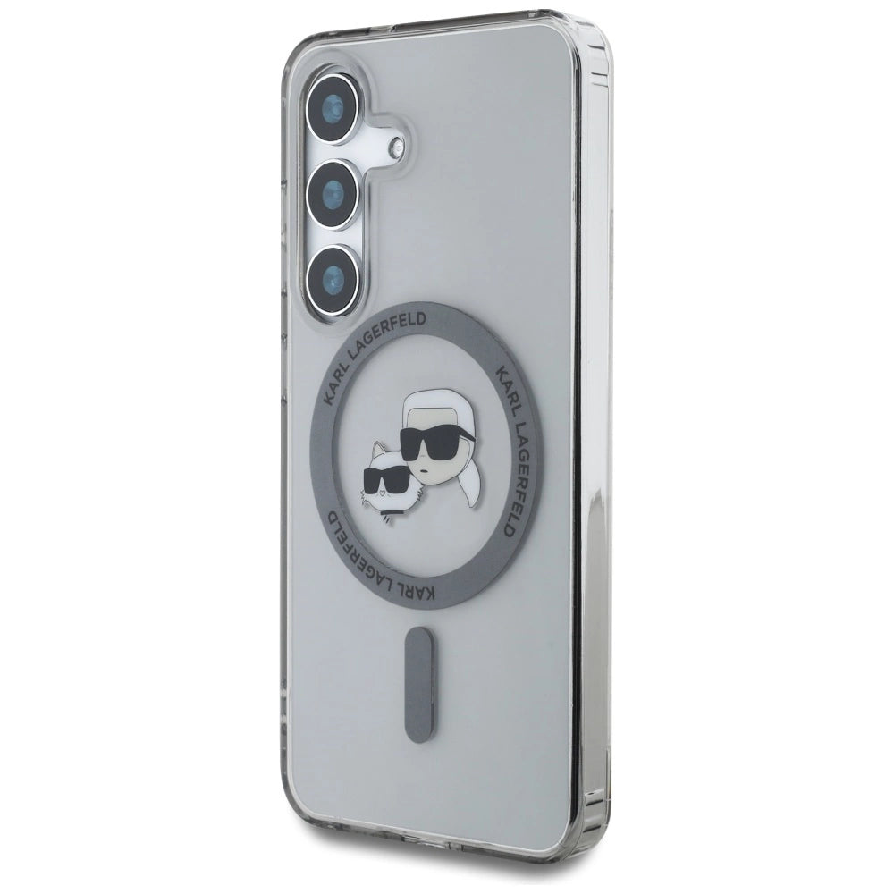 Karl Lagerfeld Button Karl & Choupette Heads Printed Logo MagSafe Samsung Galaxy S25 case black