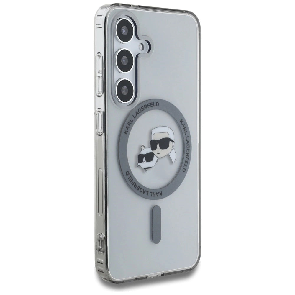 Karl Lagerfeld Button Karl & Choupette Heads Printed Logo MagSafe Samsung Galaxy S25 case black