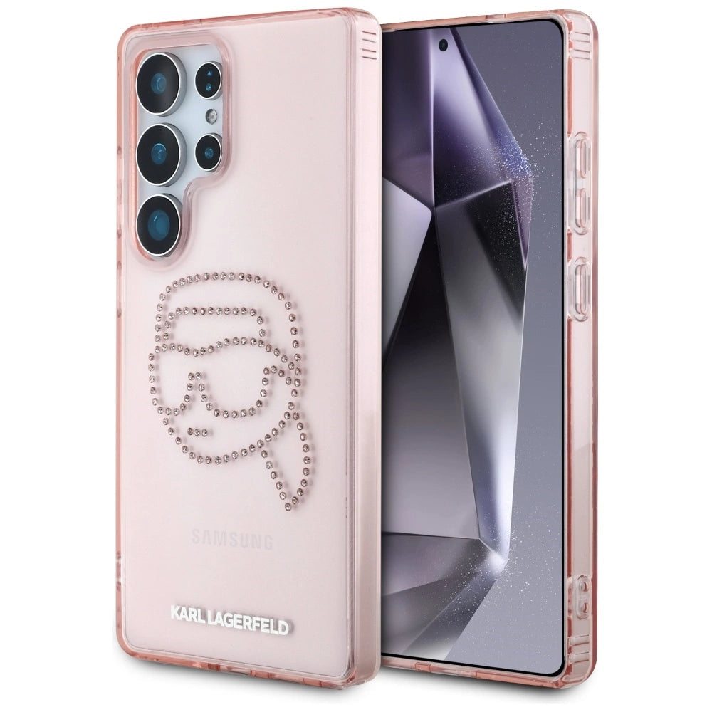 Karl Lagerfeld Rhinestones K. Head Logo Samsung Galaxy S25 Ultra Case Pink