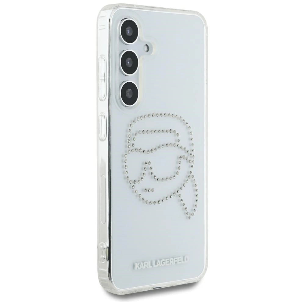 Case Karl Lagerfeld Rhinestones Karl Head Logo Samsung Galaxy S25 gennemsigtig