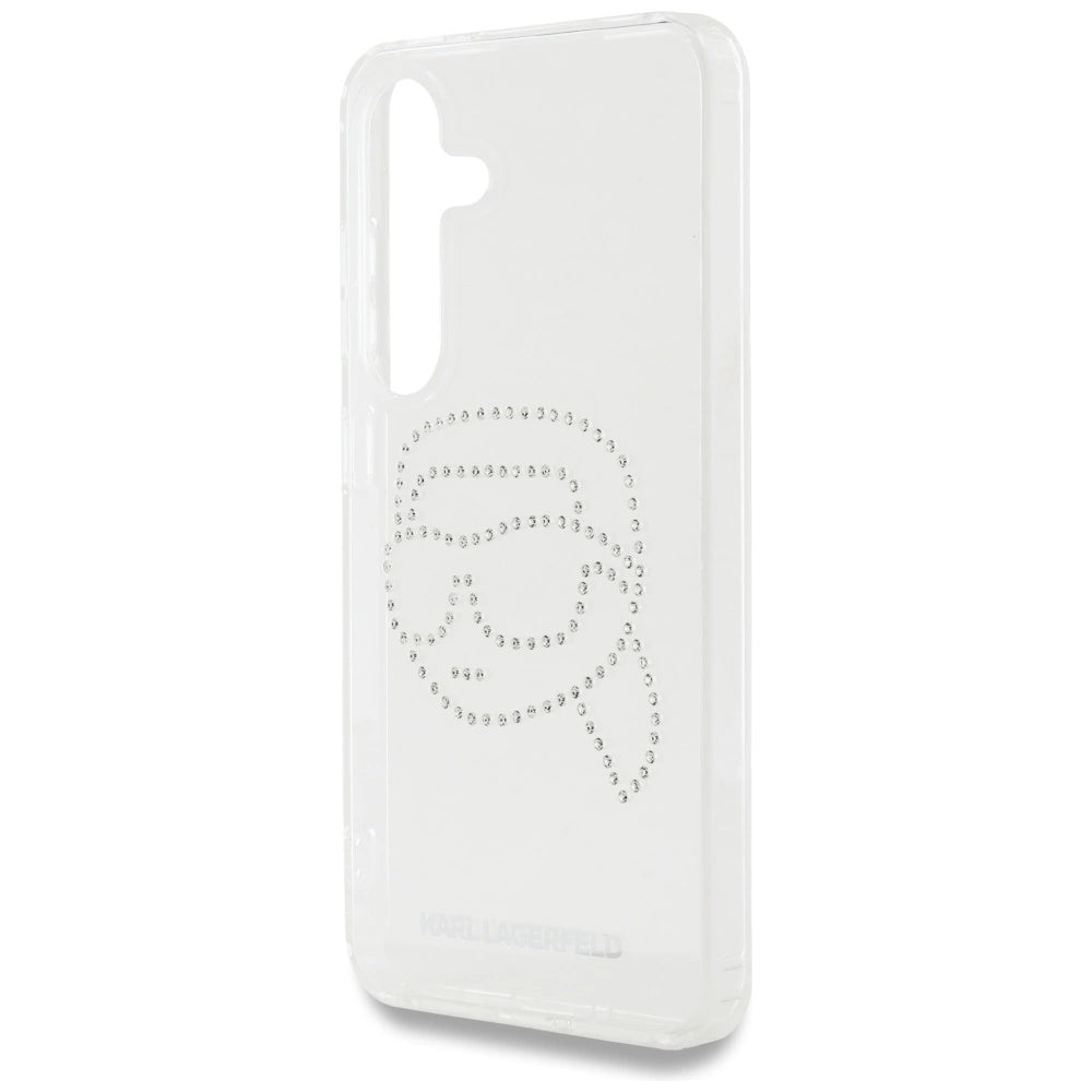 Case Karl Lagerfeld Rhinestones Karl Head Logo Samsung Galaxy S25 gennemsigtig