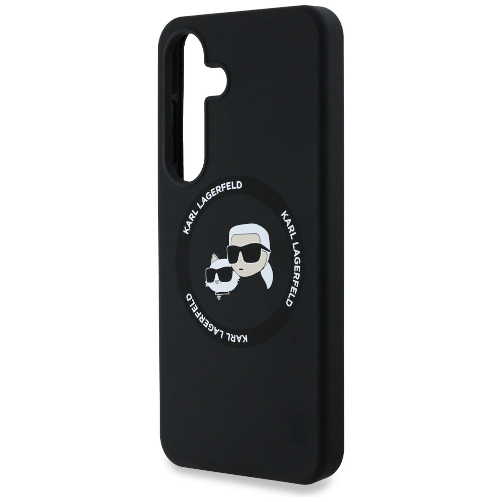 Karl Lagerfeld Silicone Double Heads And Circle MagSafe Samsung Galaxy S25 Plus-kasse sort