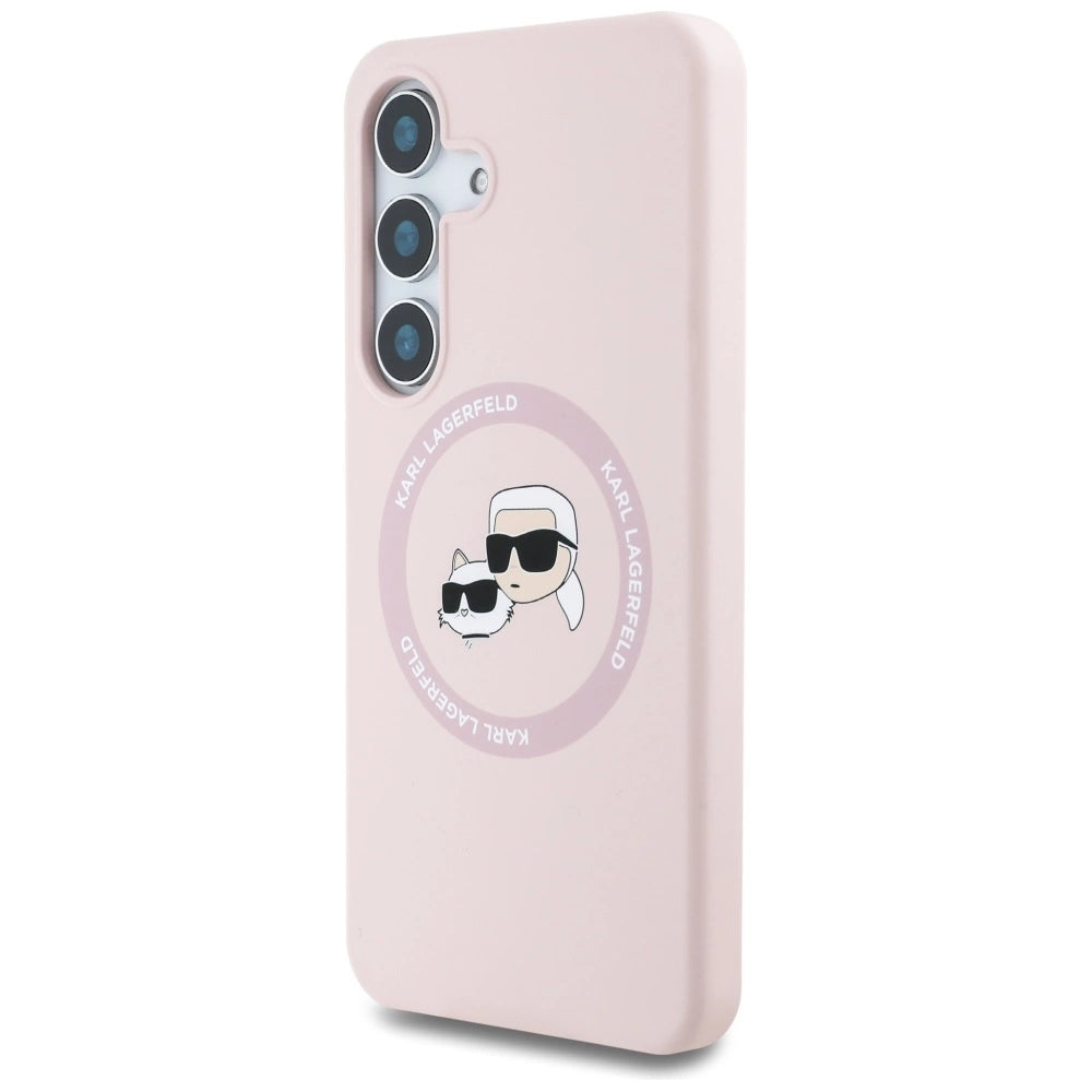 Karl Lagerfeld Silicone Double Heads og Circle MagSafe Samsung Galaxy S25 Plus Case Pink
