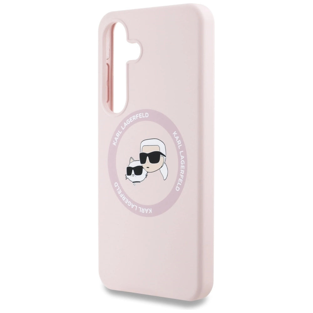 Karl Lagerfeld Silicone Double Heads og Circle MagSafe Samsung Galaxy S25 Plus Case Pink