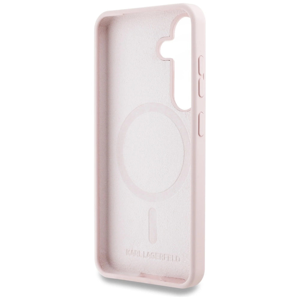 Karl Lagerfeld Silicone Double Heads og Circle MagSafe Samsung Galaxy S25 Plus Case Pink