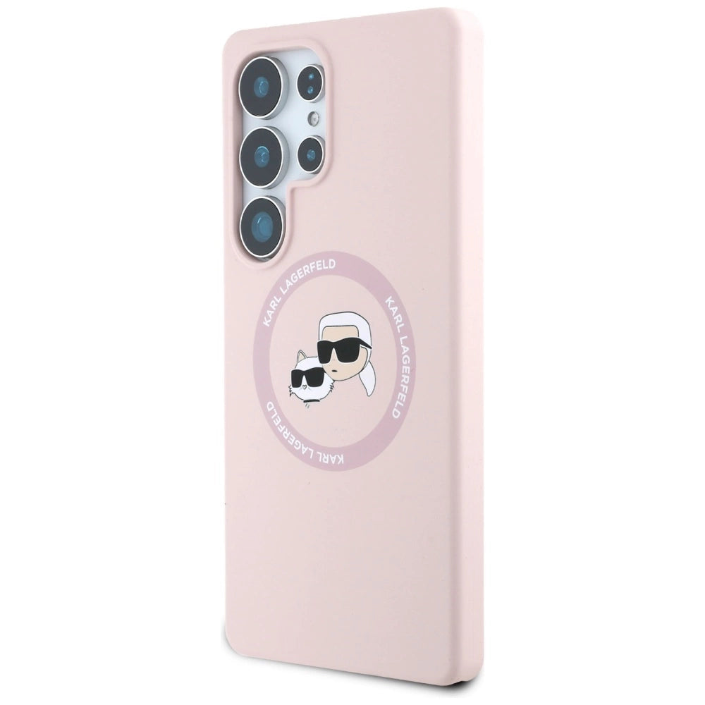 Karl Lagerfeld Silicone Double Heads og Circle MagSafe Samsung Galaxy S25 Ultra Case Pink