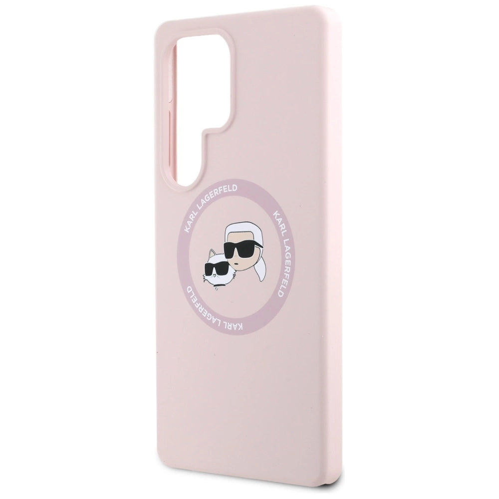 Karl Lagerfeld Silicone Double Heads og Circle MagSafe Samsung Galaxy S25 Ultra Case Pink